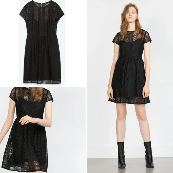 Zara | Dresses | Nwot Zara Black Lace Dress | Poshmark